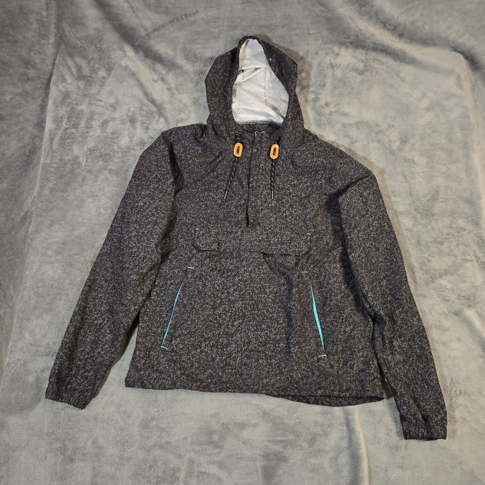 Saga Outerwear Tek Hooded‎ Pullover Medium Gray Speckled Windbreaker Lightweight